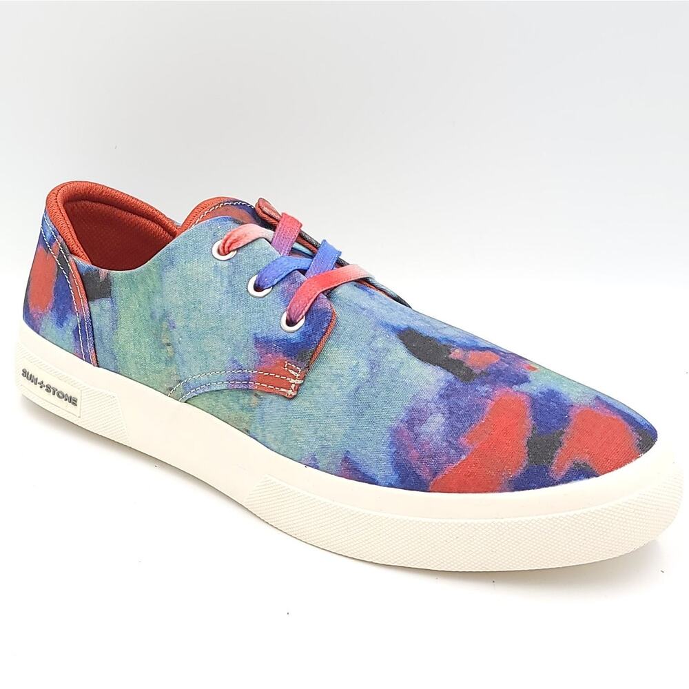 Sun + Stone Men Low Top Lace Up Sneakers Kiva Size US 11.5M Blue Green Tie Dye